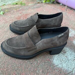 Brown mephisto Pamelia Suede Loafers with Block Heel